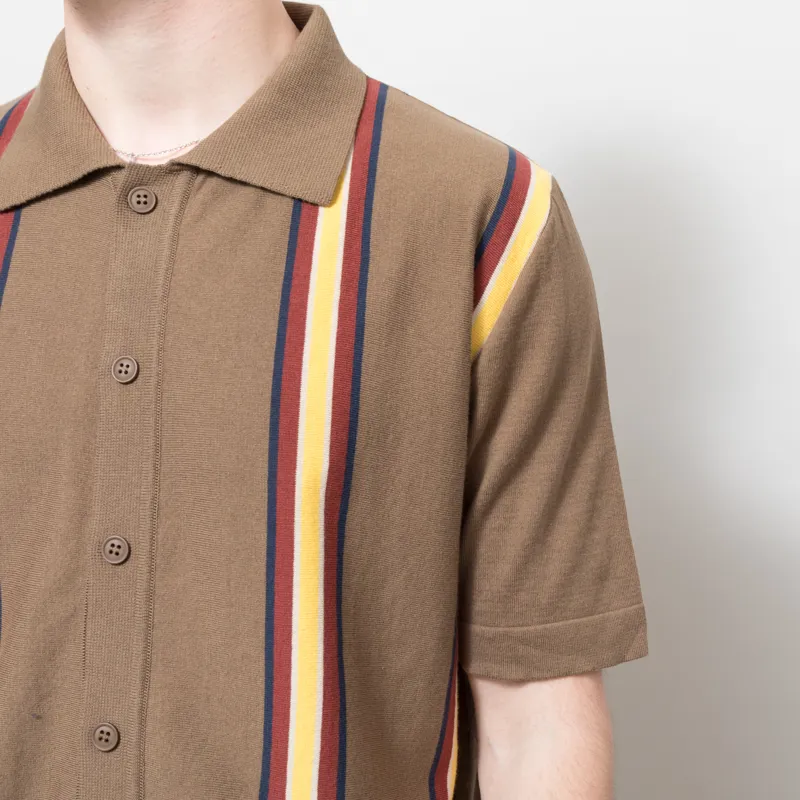 Far Afield Velzy Simple Stripe Knit Shirt Brown-4