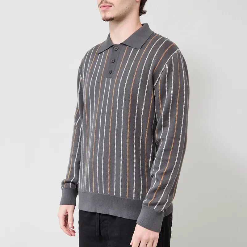 Far Afield Benny Knit Polo Grey-1