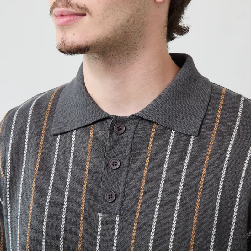 Far Afield Benny Knit Polo Grey-3