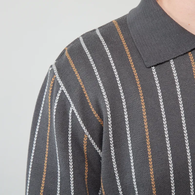 Far Afield Benny Knit Polo Grey-4