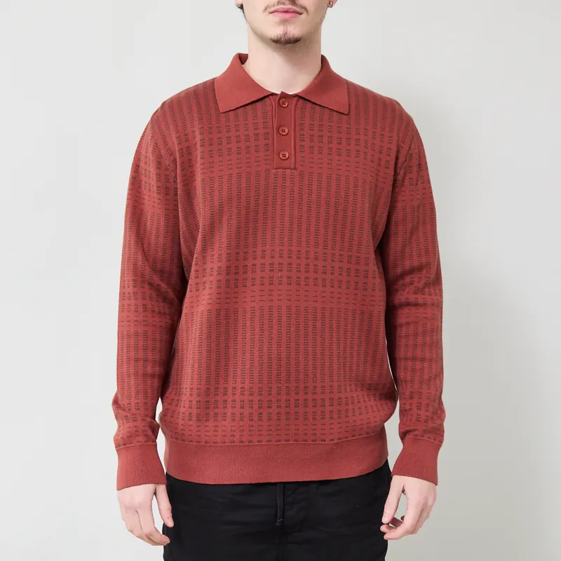 Far Afield Benny Knit Polo Burnt Orange