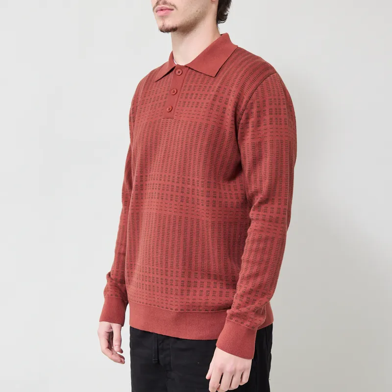 Far Afield Benny Knit Polo Burnt Orange-1