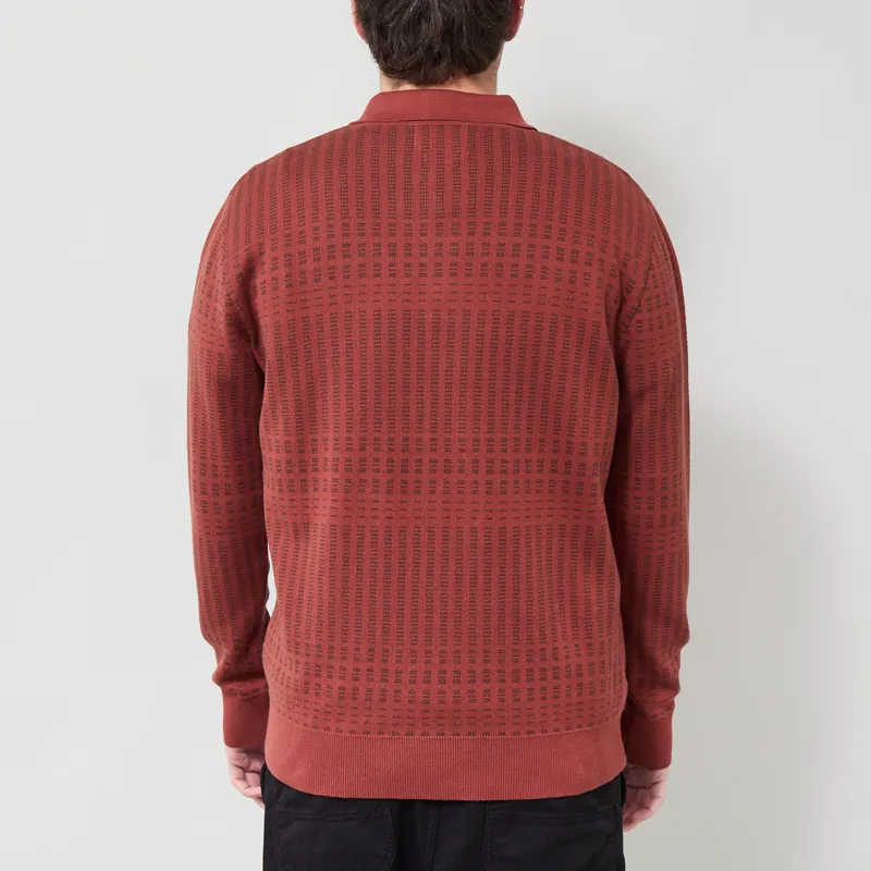 Far Afield Benny Knit Polo Burnt Orange-2