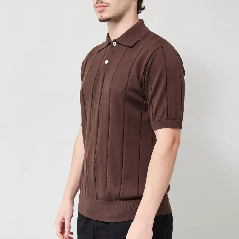 Far Afield Jacobs Knitted Polo Brown-1