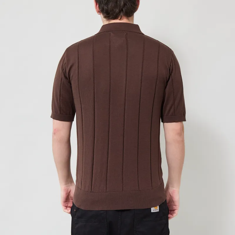 Far Afield Jacobs Knitted Polo Brown-2