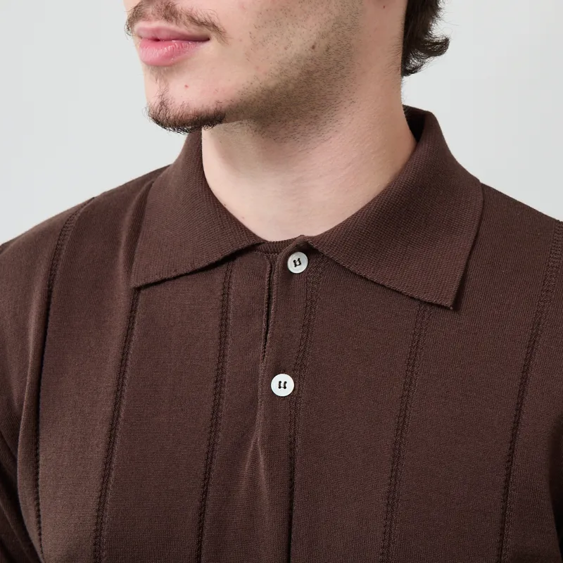 Far Afield Jacobs Knitted Polo Brown-3