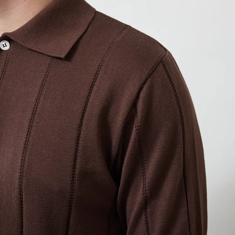 Far Afield Jacobs Knitted Polo Brown-5
