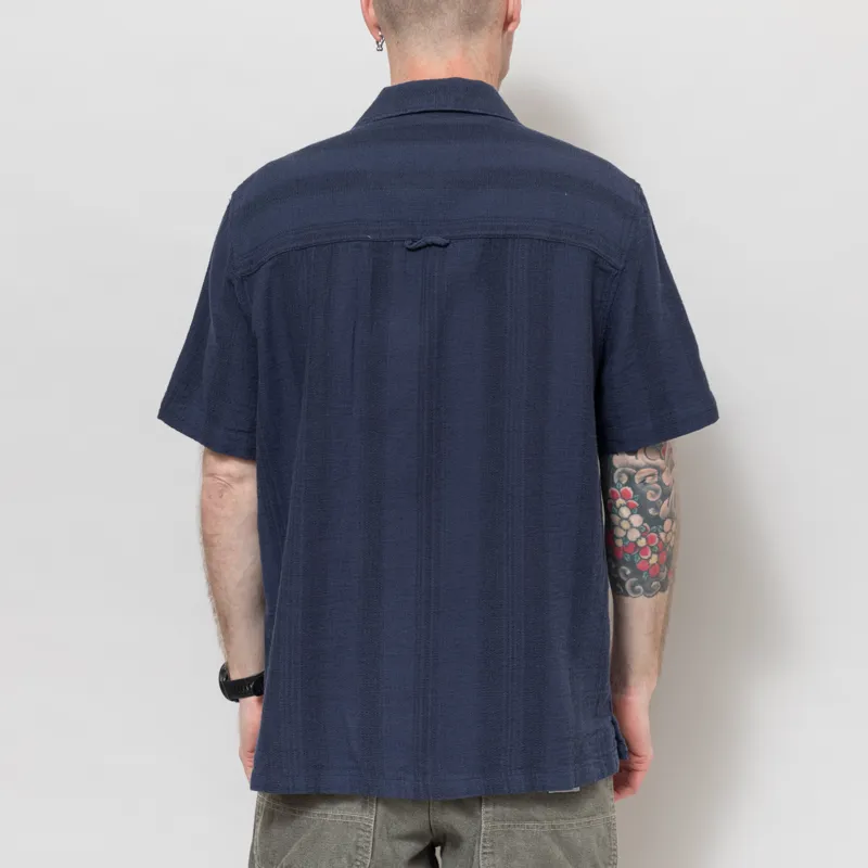 Far Afield Selleck Slub Stripe Shirt Navy-2