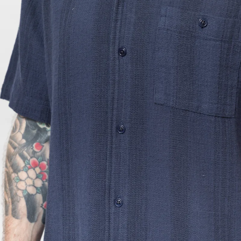 Far Afield Selleck Slub Stripe Shirt Navy-7