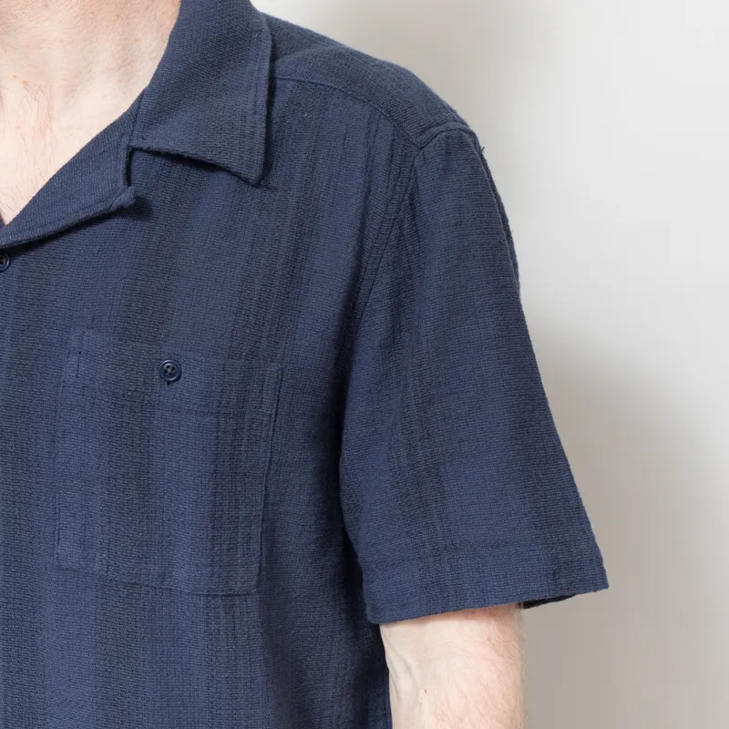 Far Afield Selleck Slub Stripe Shirt Navy-4