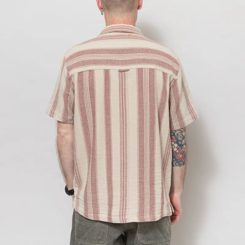 Far Afield Selleck Slub Stripe Shirt Sand Red-2