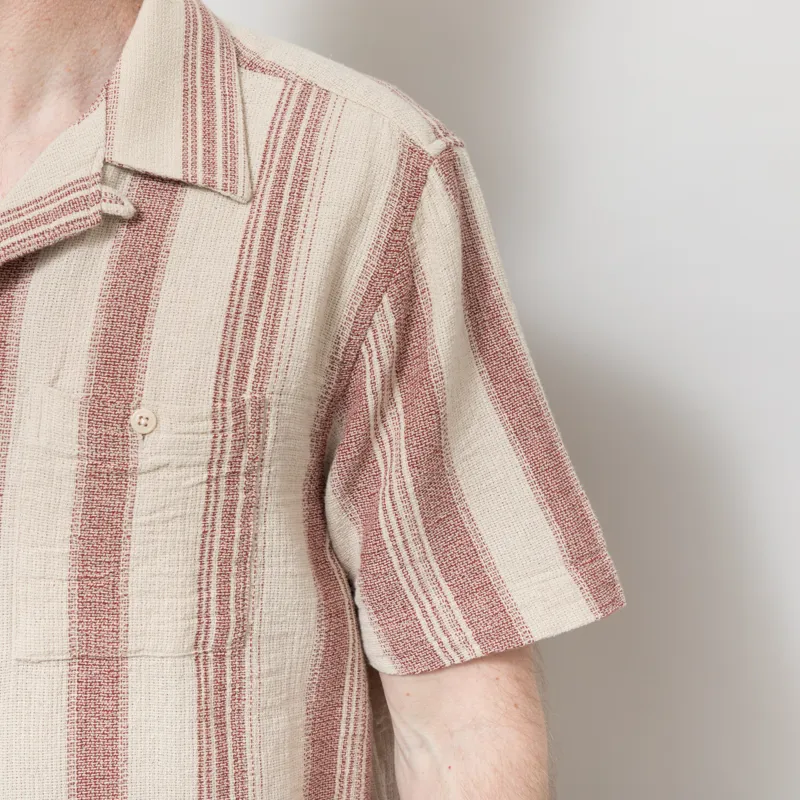 Far Afield Selleck Slub Stripe Shirt Sand Red-7