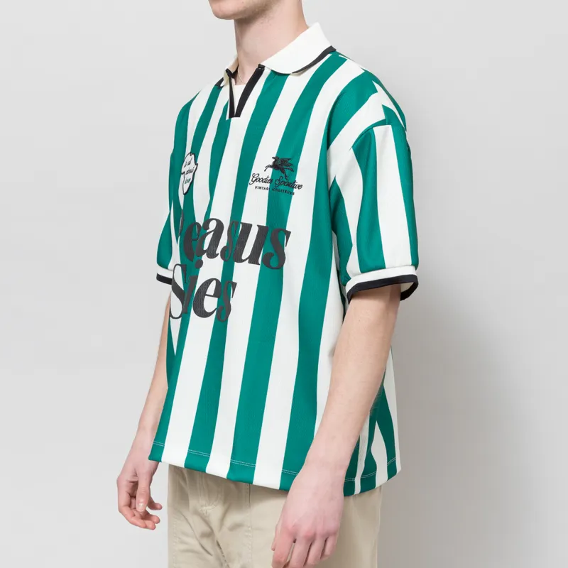 Goodies Sportive About Love Football T Shirt Green Ecru-1