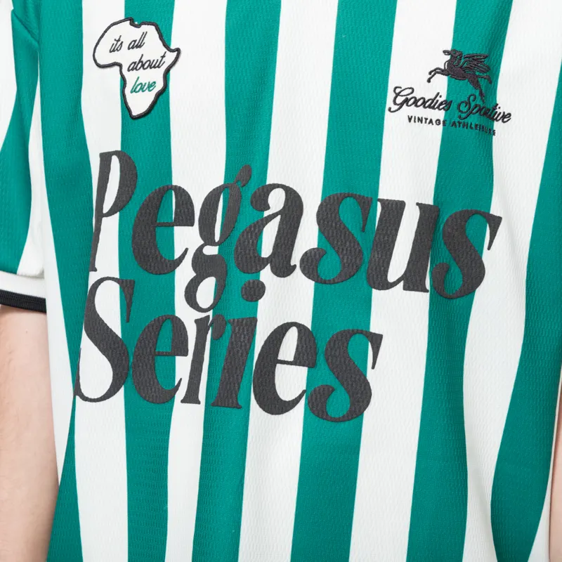 Goodies Sportive About Love Football T Shirt Green Ecru-4