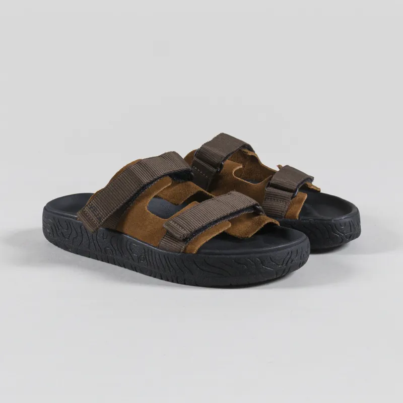 Veja Womens Arpoador Suede Sandals Cognac Eagle Black