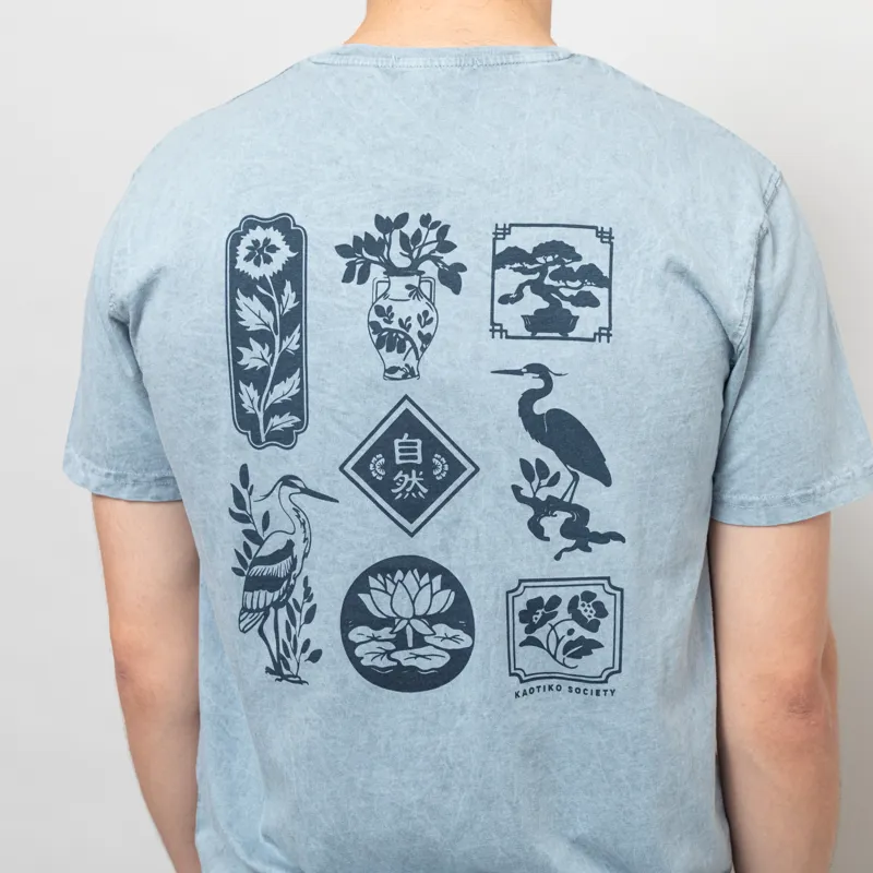 Kaotiko Washed Lotus T Shirt Steel-5