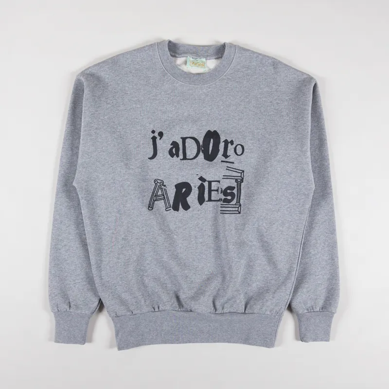 Aries J'Adoro Ransom Sweatshirt Grey Marl