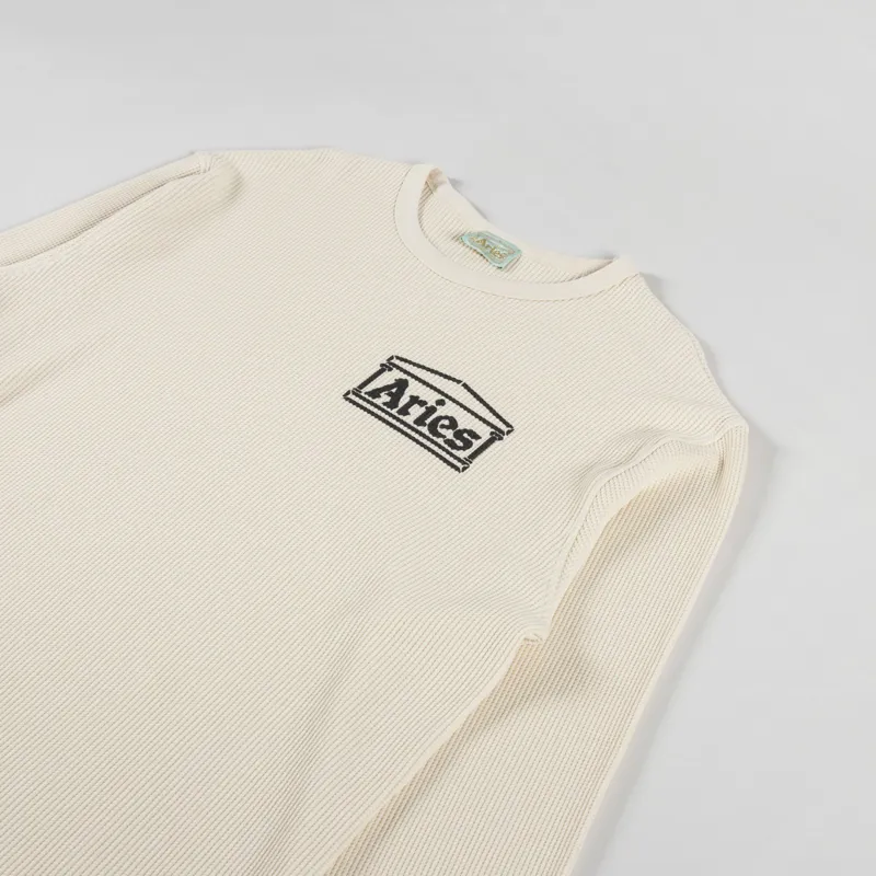 Tシャツ・カットソー 1993studio Lettering graphic waffle long sleeve beige Blunt Waffle - Long Sleeves T-shirt for Men | Element