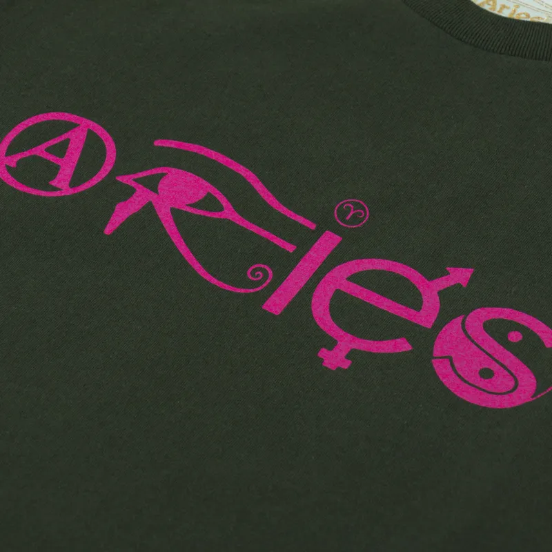 Aries Coexist T Shirt Forest Green-2