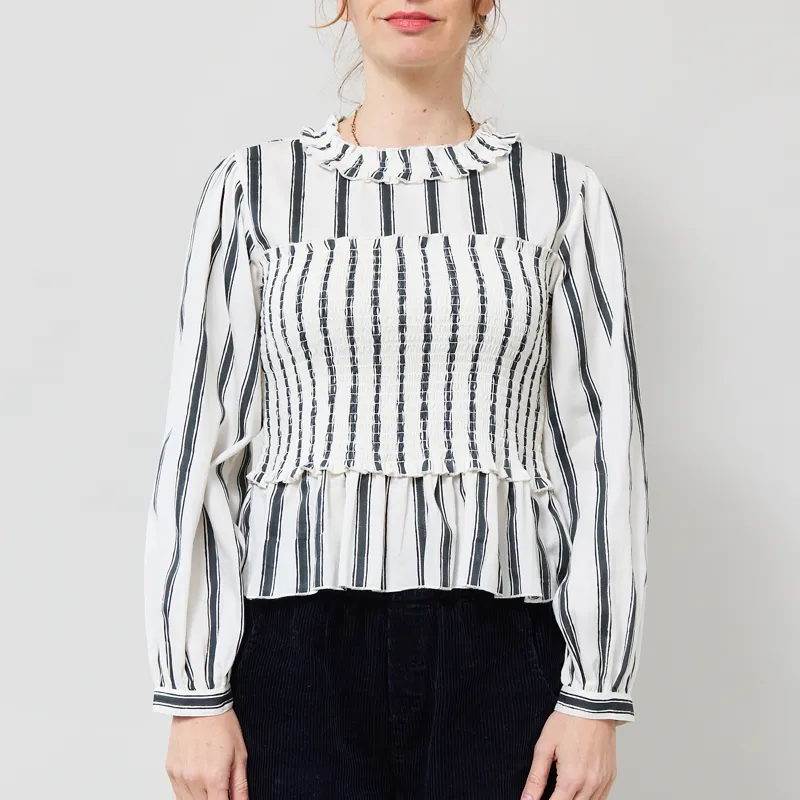Daydress Womens Arles Top Block Printed Stripe White