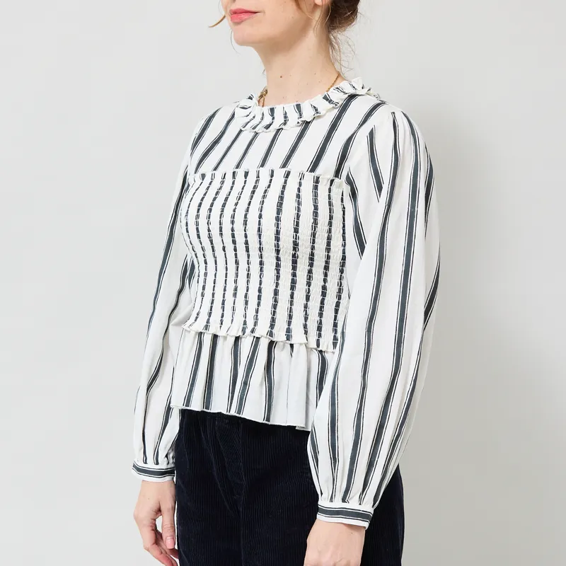 Daydress Womens Arles Top Block Printed Stripe White-1