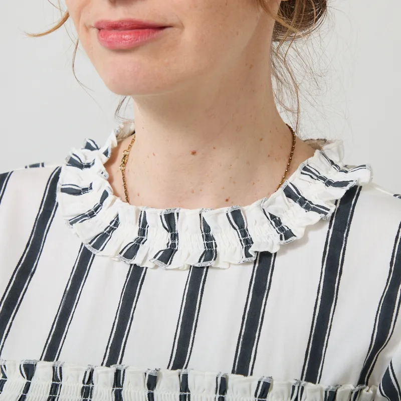 Daydress Womens Arles Top Block Printed Stripe White-3