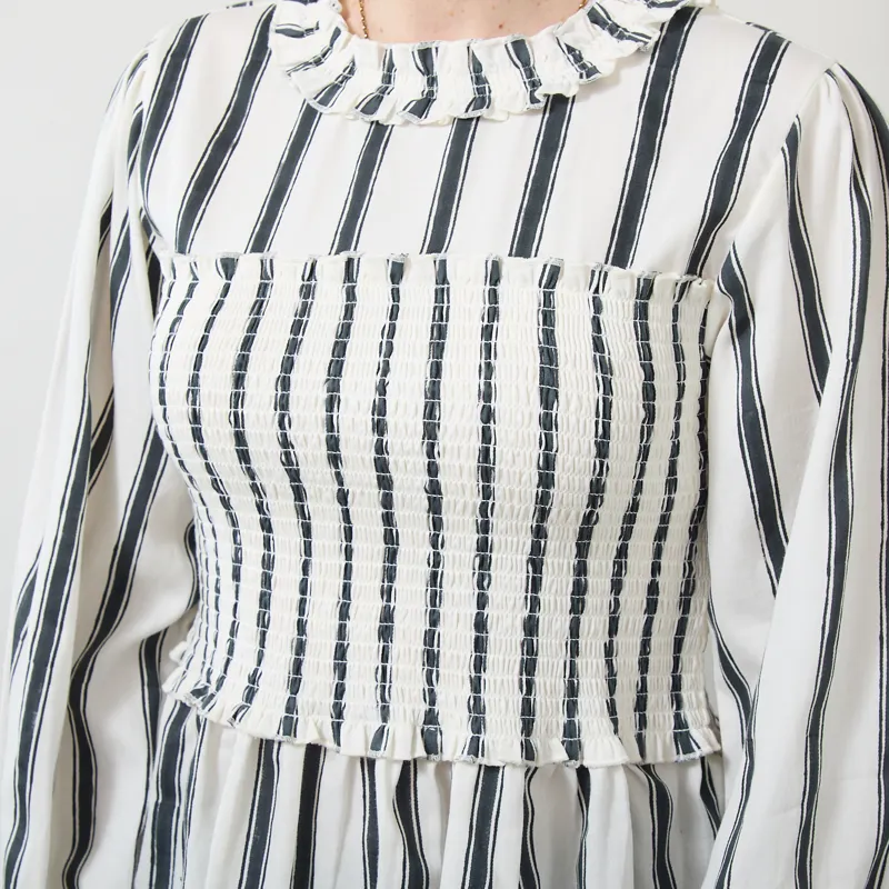 Daydress Womens Arles Top Block Printed Stripe White-4