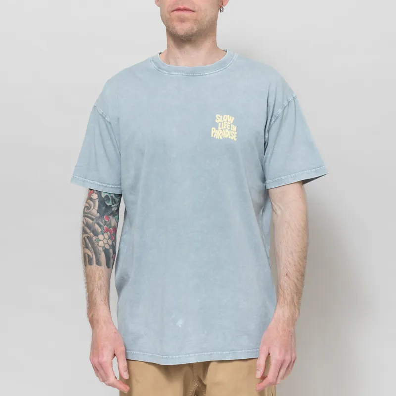 Kaotiko Slow Life In Paradise T Shirt Washed Steel-2