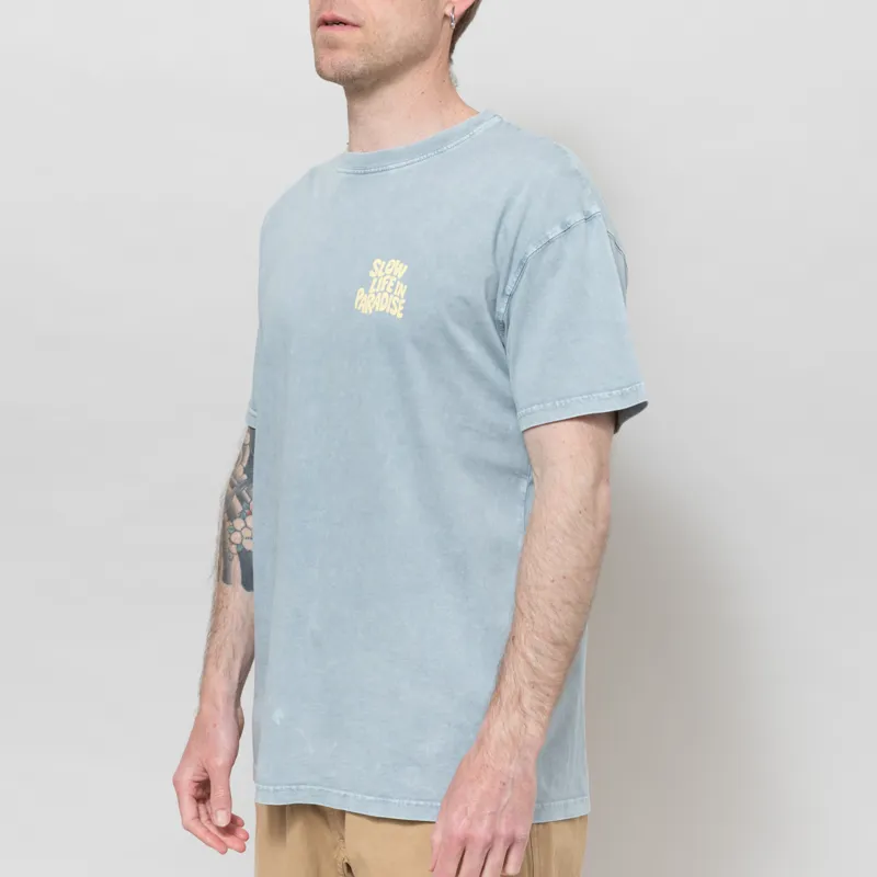 Kaotiko Slow Life In Paradise T Shirt Washed Steel-1