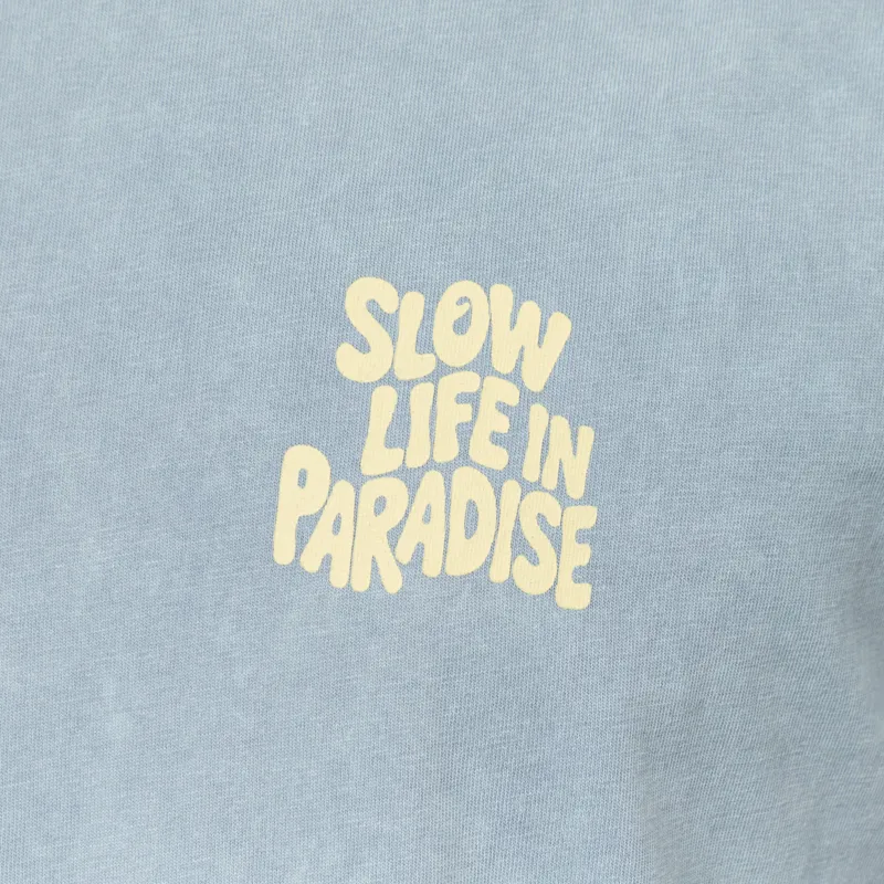 Kaotiko Slow Life In Paradise T Shirt Washed Steel-5