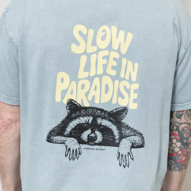 Kaotiko Slow Life In Paradise T Shirt Washed Steel-4