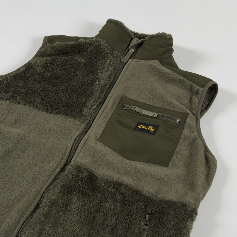 Stan Ray Patchwork Fleece Vest Olive-1