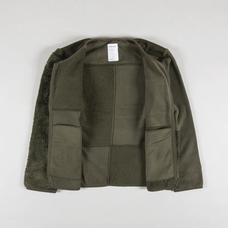 Stan Ray Patchwork Fleece Cardigan Jacket Olive-5