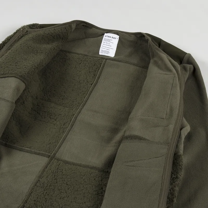 Stan Ray Patchwork Fleece Cardigan Jacket Olive-6