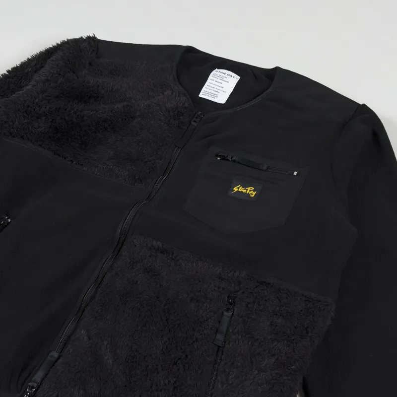 Stan Ray Patchwork Fleece Cardigan Jacket Black-1