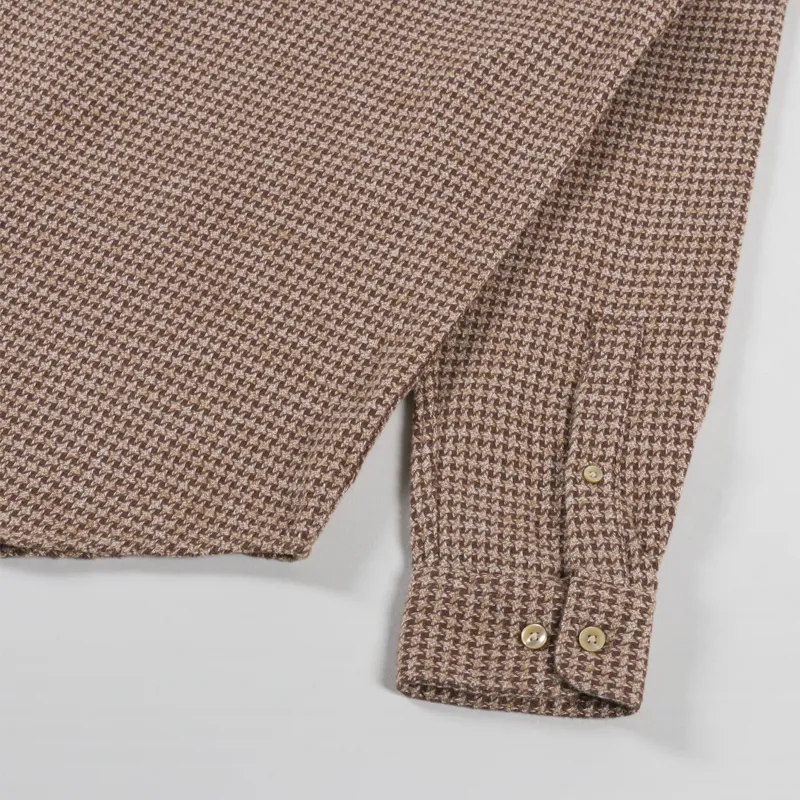 Portuguese Flannel Abstract Pied Poule Shirt Brown-7