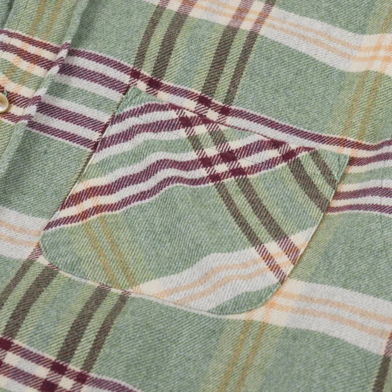 Portuguese Flannel Bottom Shirt Green White Red-5