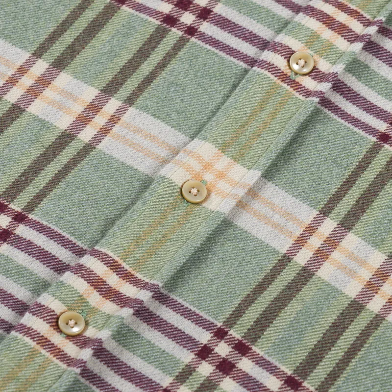 Portuguese Flannel Bottom Shirt Green White Red-6