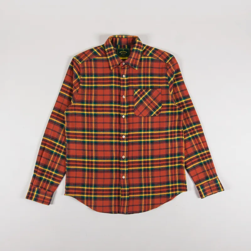 Portuguese Flannel Farol Shirt Terracota Yellow Green