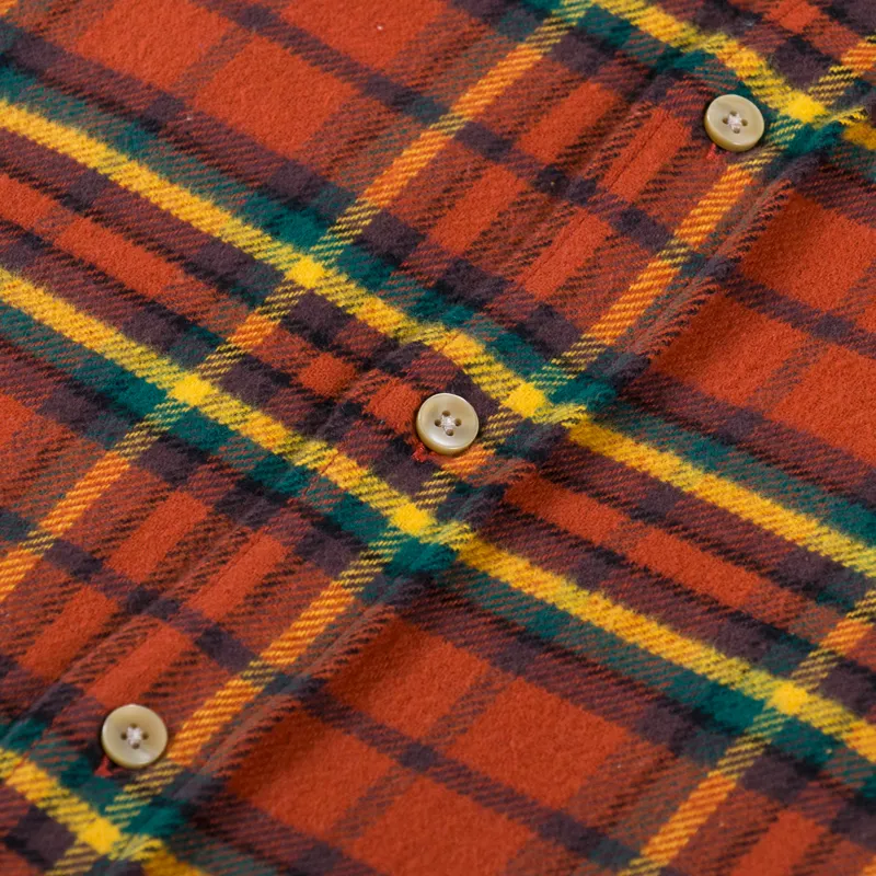 Portuguese Flannel Farol Shirt Terracota Yellow Green-5