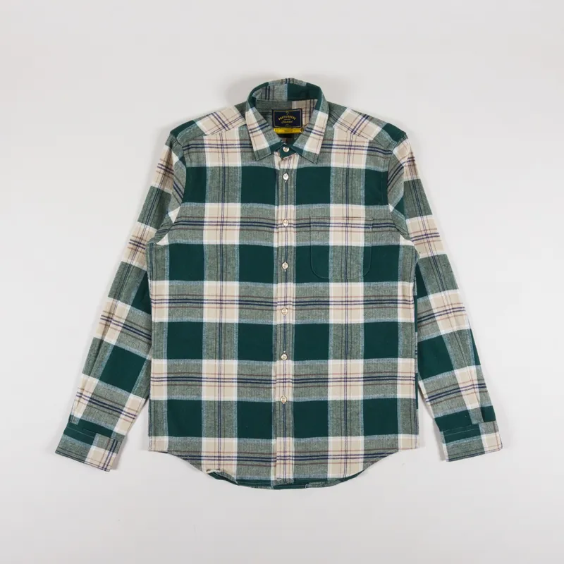 Portuguese Flannel Fence Shirt Green Beige