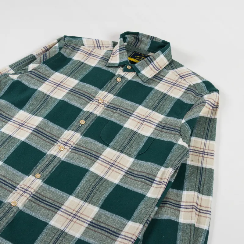 Portuguese Flannel Fence Shirt Green Beige-2