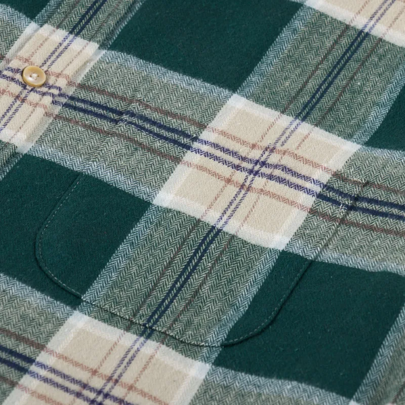 Portuguese Flannel Fence Shirt Green Beige-5