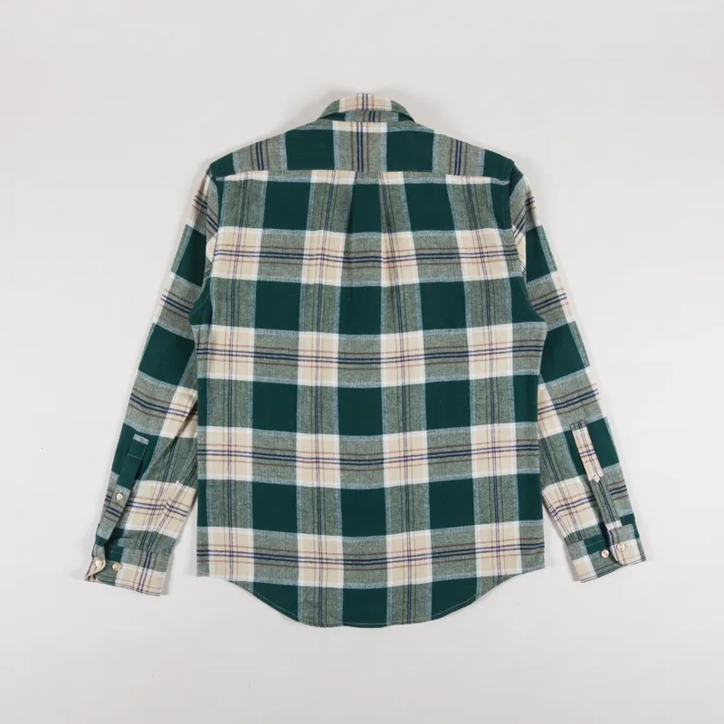 Portuguese Flannel Fence Shirt Green Beige-1