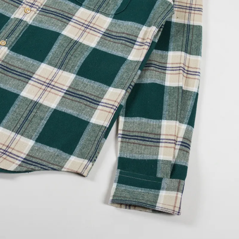 Portuguese Flannel Fence Shirt Green Beige-6