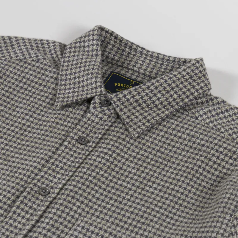 Portuguese Flannel Abstract Pied Poule Shirt Charcoal-4