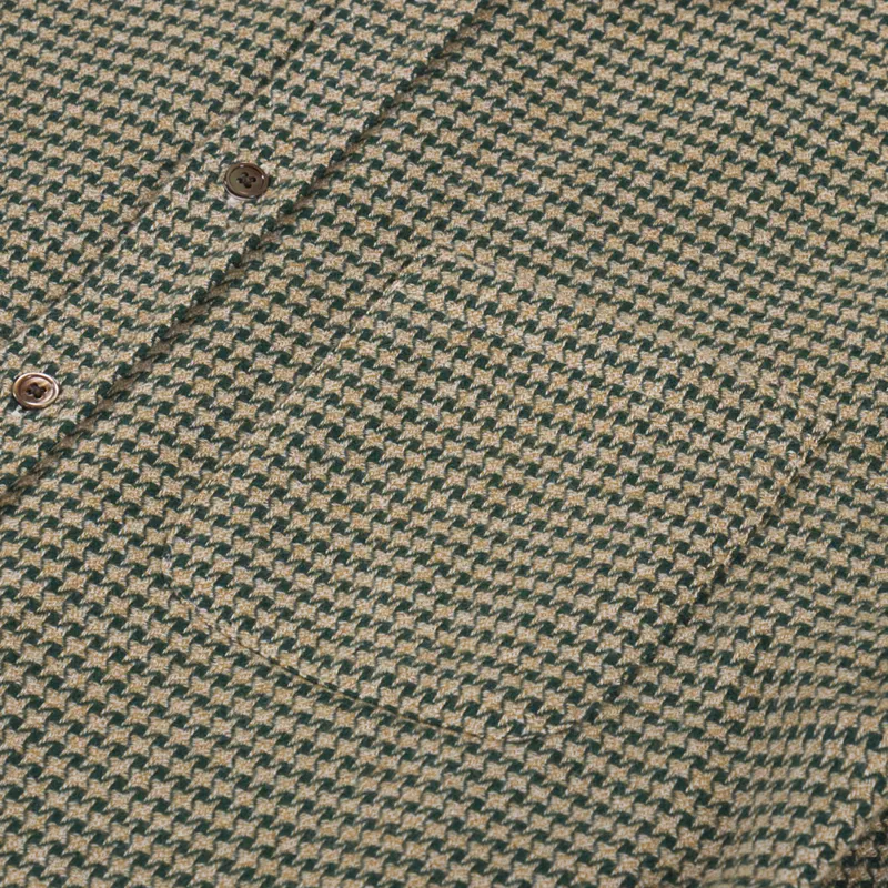 Portuguese Flannel Abstract Pied Poule Shirt Green-4