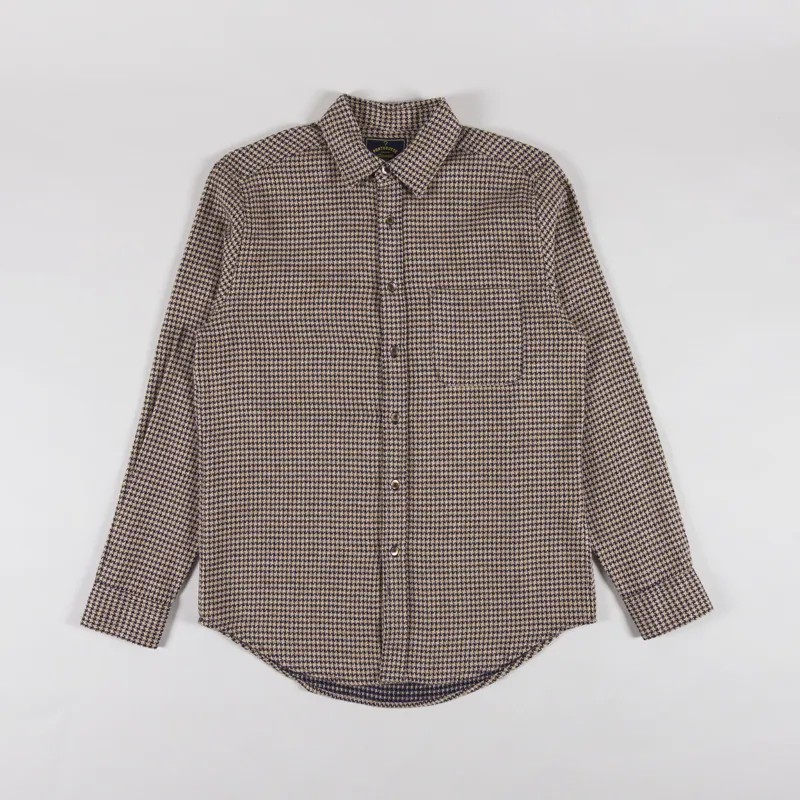 Portuguese Flannel Abstract Pied Poule Shirt Navy