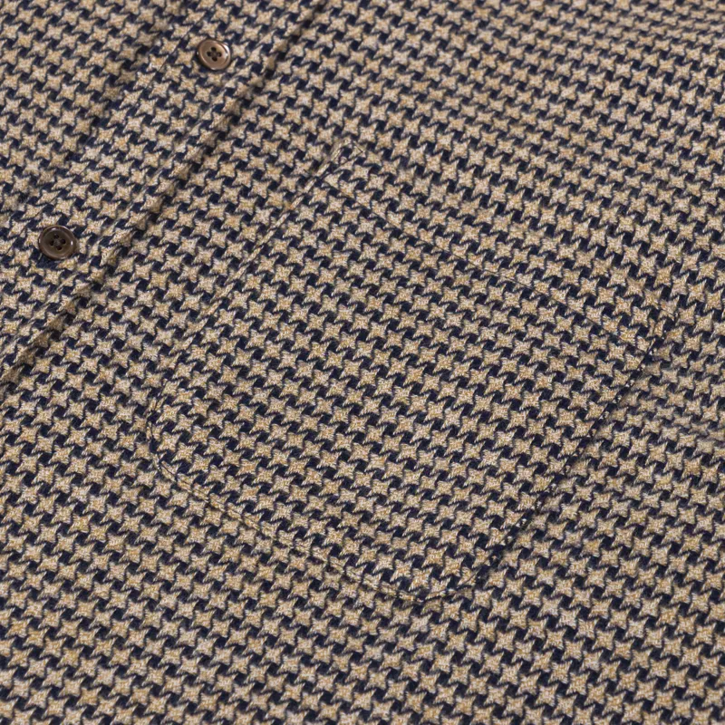 Portuguese Flannel Abstract Pied Poule Shirt Navy-4