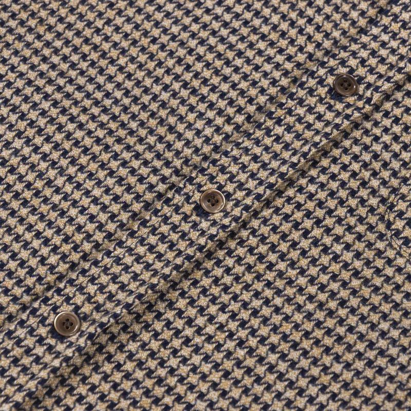 Portuguese Flannel Abstract Pied Poule Shirt Navy-5